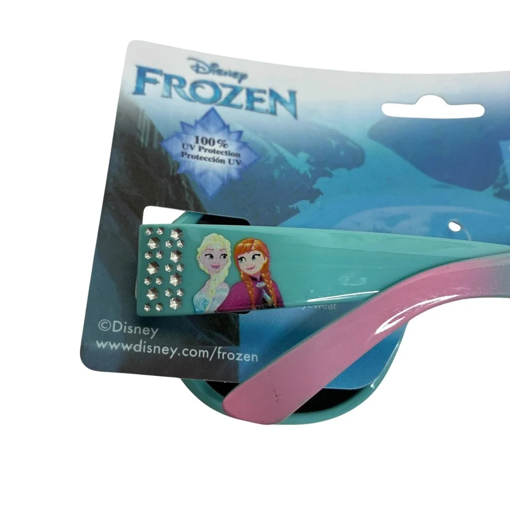 Disney Frozen Kid Sunglasses Teal Pink Elsa Anna Rhinestone 100% UV Protect